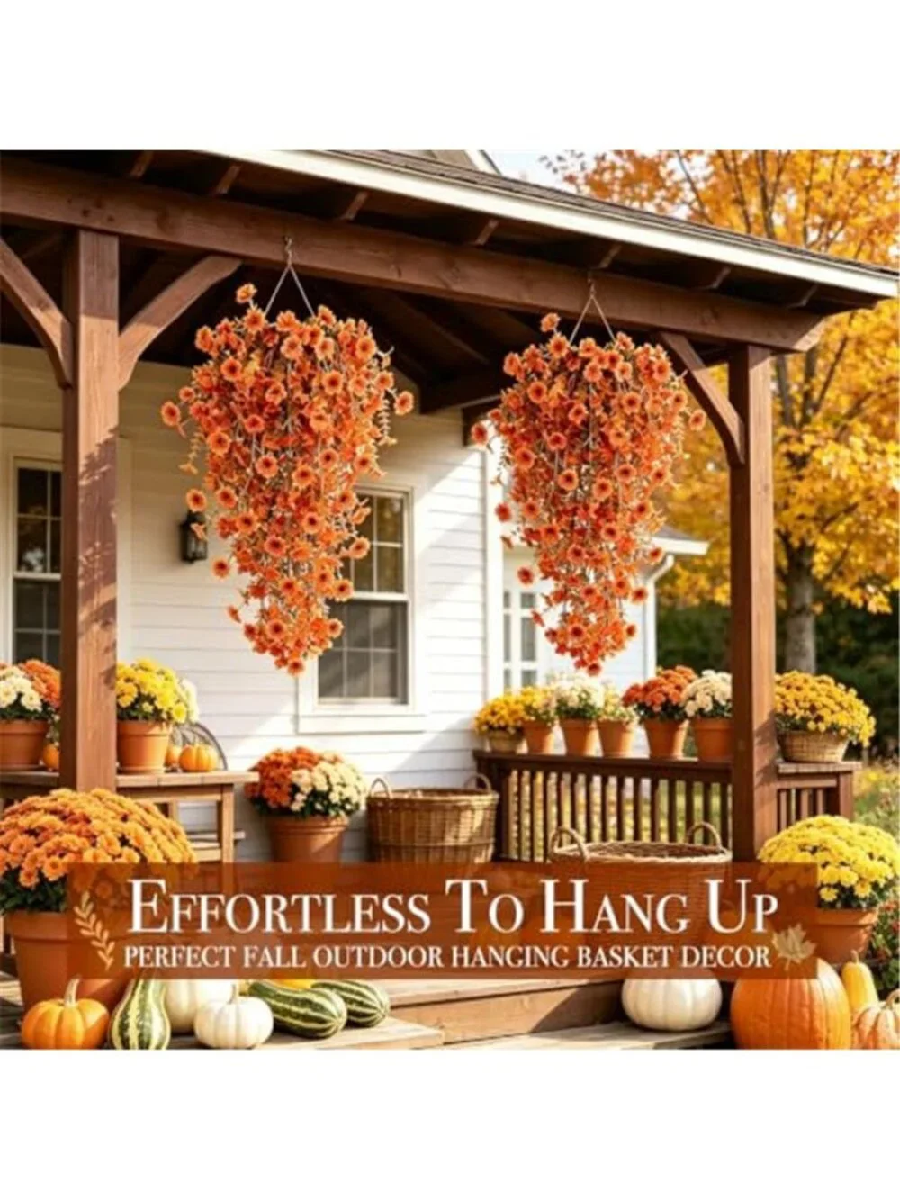 4PCS Artificial Hanging Fall Flowers Fall Decoration UV Resistant